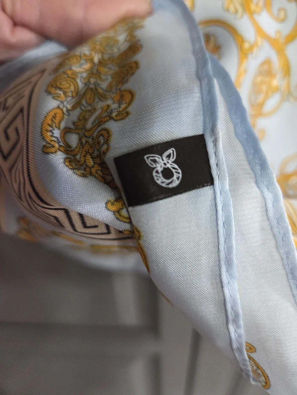 Beautiful Blue Tan Scarf NWOT POLY